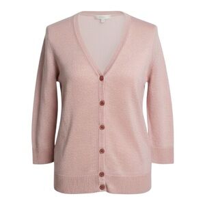 Talbots 100% Linen Pink Knit Button Front Sweater Cardigan Sweater Size Medium